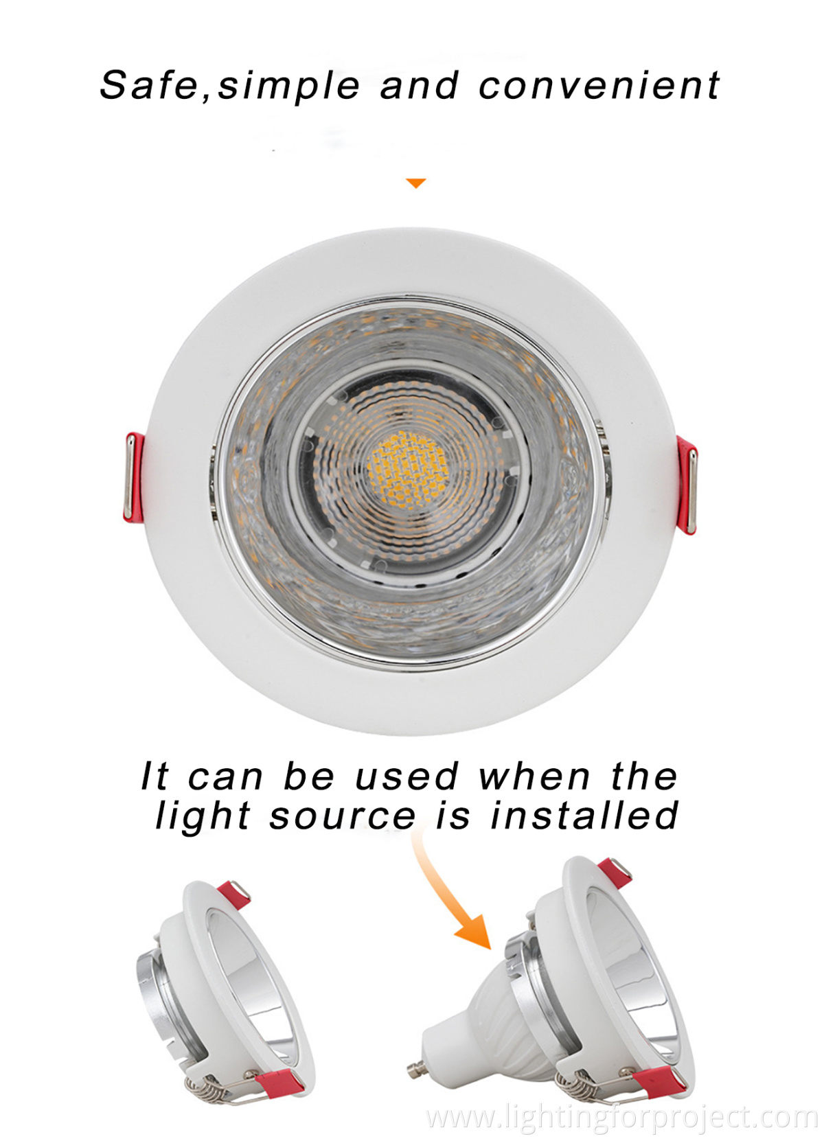 Medium and low style round fixed recessed ceiling frame apply to Gu5.3 Gu10 Mr16 Led ceiling Spotlight